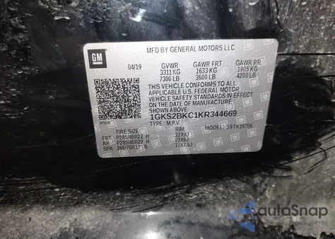 2019 GMC Yukon Slt z USA, uszkodzony, nr VIN 1GKS2BKC1KR344669